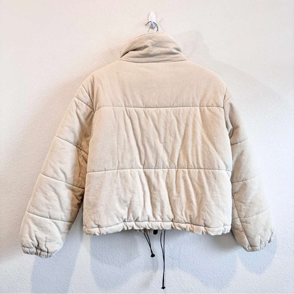 Polly Corduroy Puffer Jacket Cropped Neutral Minimal Cozy Gorpcore Women 10 A98 - Picture 9 of 10